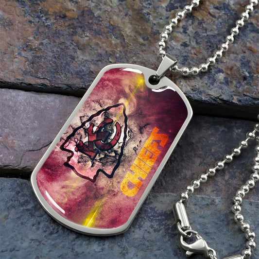 American Football Dog Tag Necklace - AFD067 - Kansas City Chiefs - NFL Teams - Military Ball Chain