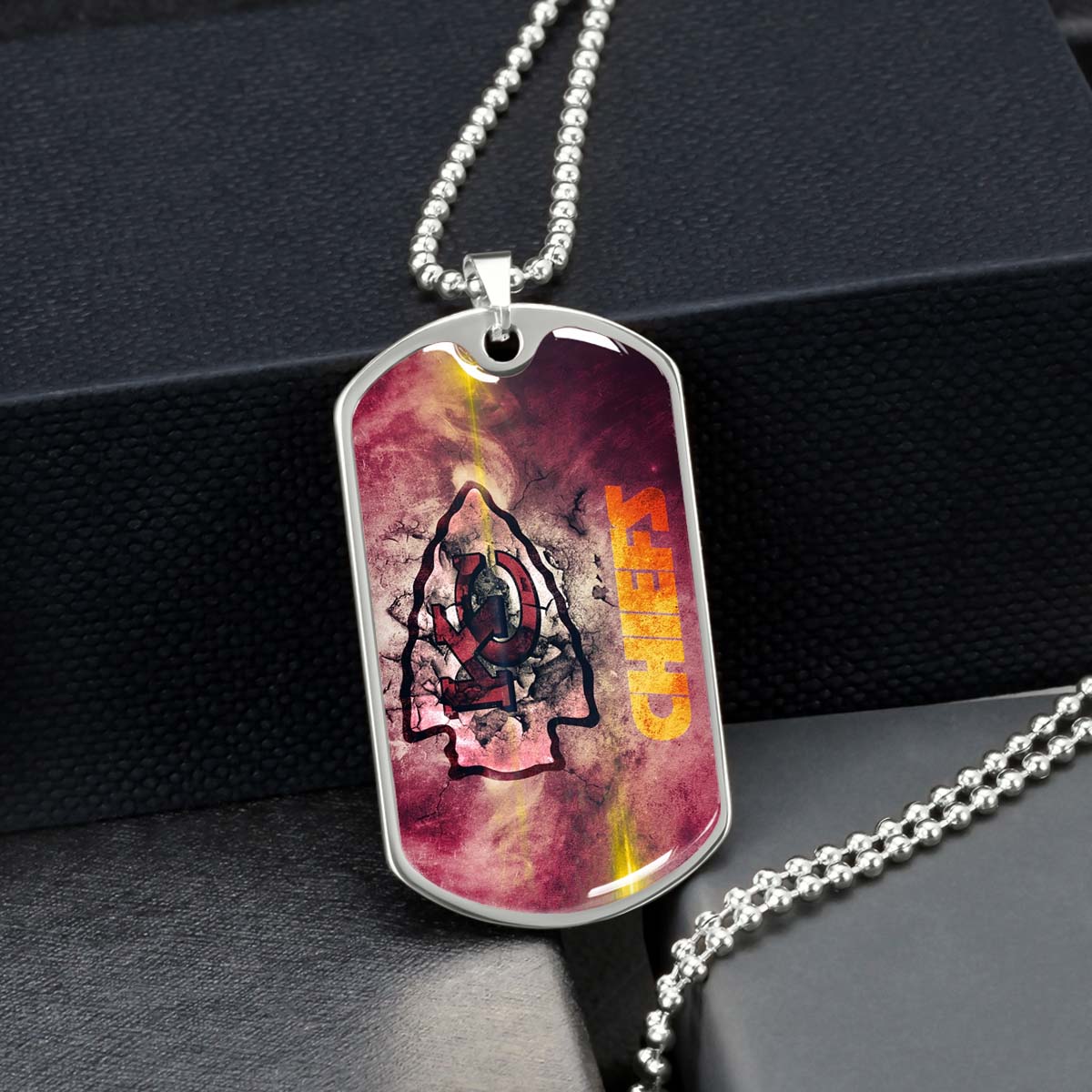 American Football Dog Tag Necklace - AFD067 - Kansas City Chiefs - NFL Teams - Military Ball Chain
