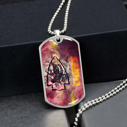 American Football Dog Tag Necklace - AFD067 - Kansas City Chiefs - NFL Teams - Military Ball Chain