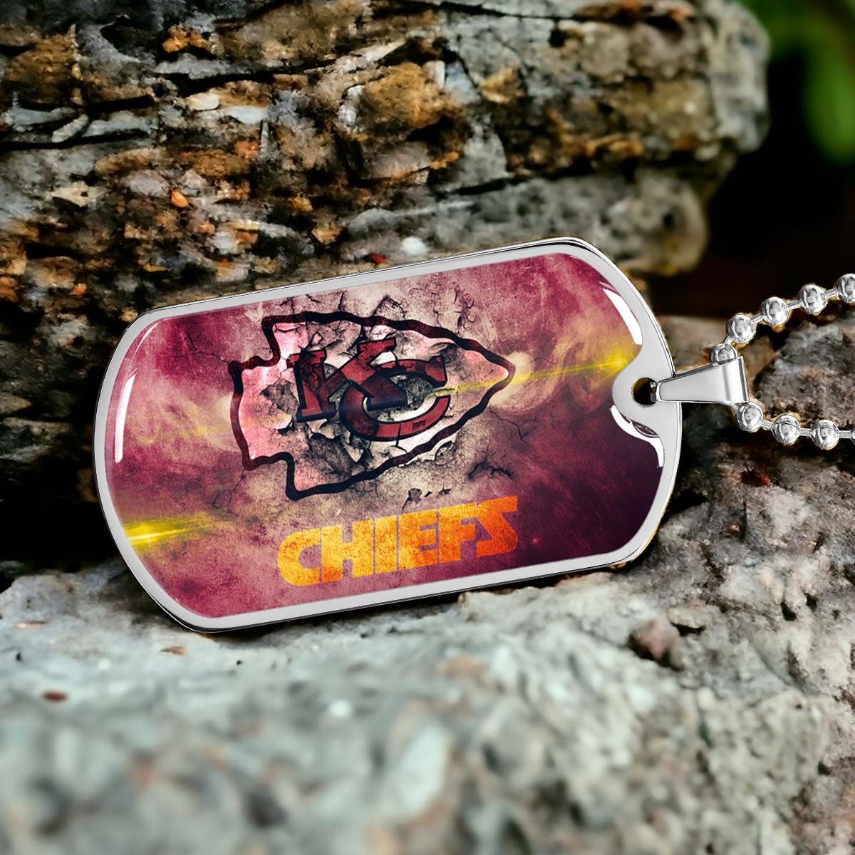 American Football Dog Tag Necklace - AFD067 - Kansas City Chiefs - NFL Teams - Military Ball Chain