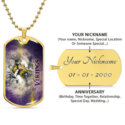 American Football Dog Tag Necklace - AFD069 - Minnesota Vikings - NFL Teams - Military Ball Chain