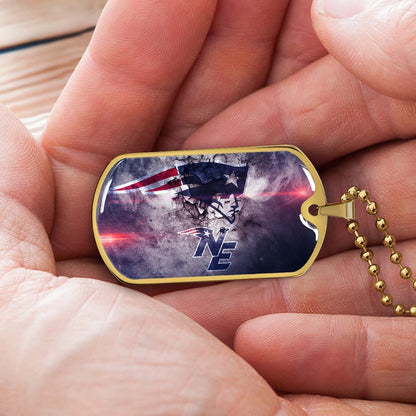 American Football Dog Tag Necklace - AFD070 - New England Patriots - NFL Teams - Military Ball Chain