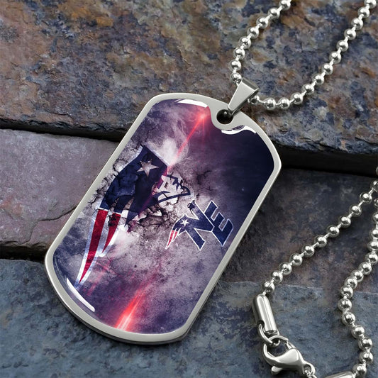American Football Dog Tag Necklace - AFD070 - New England Patriots - NFL Teams - Military Ball Chain