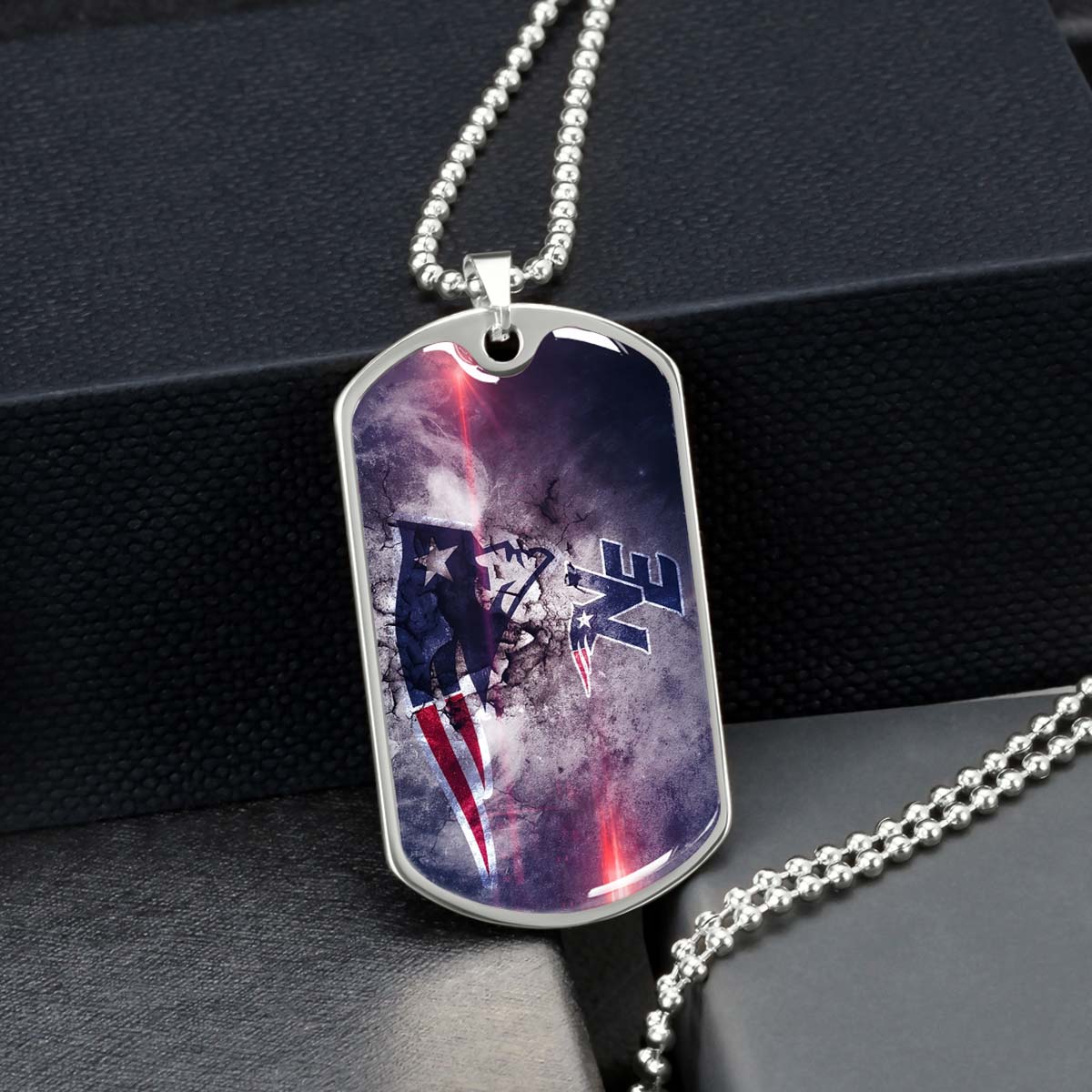 American Football Dog Tag Necklace - AFD070 - New England Patriots - NFL Teams - Military Ball Chain