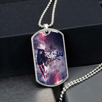 American Football Dog Tag Necklace - AFD070 - New England Patriots - NFL Teams - Military Ball Chain