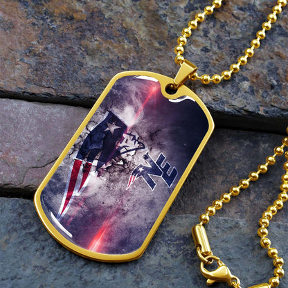 American Football Dog Tag Necklace - AFD070 - New England Patriots - NFL Teams - Military Ball Chain