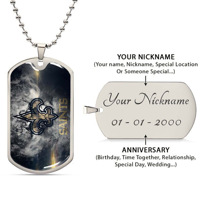 American Football Dog Tag Necklace - AFD071 - New Orleans Saints - NFL Teams - Military Ball Chain
