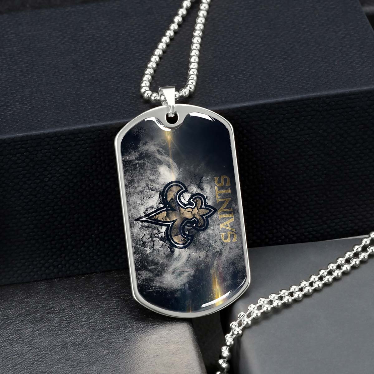 American Football Dog Tag Necklace - AFD071 - New Orleans Saints - NFL Teams - Military Ball Chain