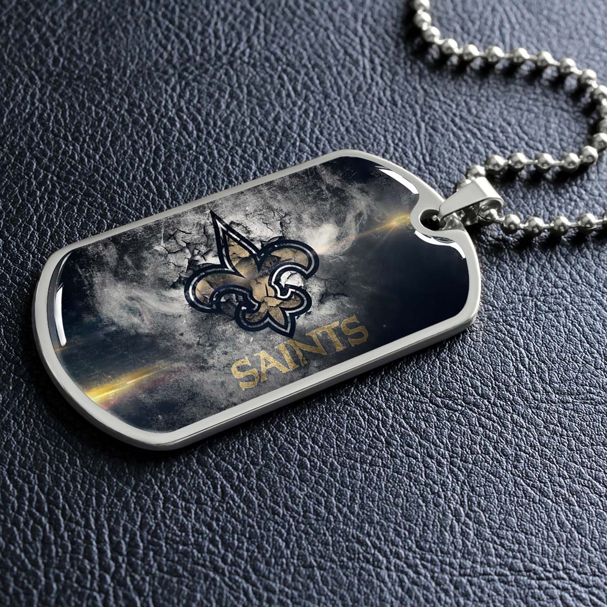 American Football Dog Tag Necklace - AFD071 - New Orleans Saints - NFL Teams - Military Ball Chain