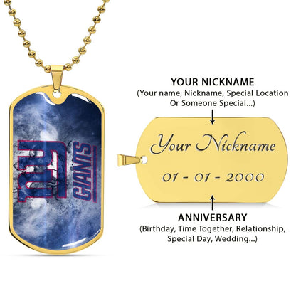American Football Dog Tag Necklace - AFD072 - New York Giants - NFL Teams - Military Ball Chain