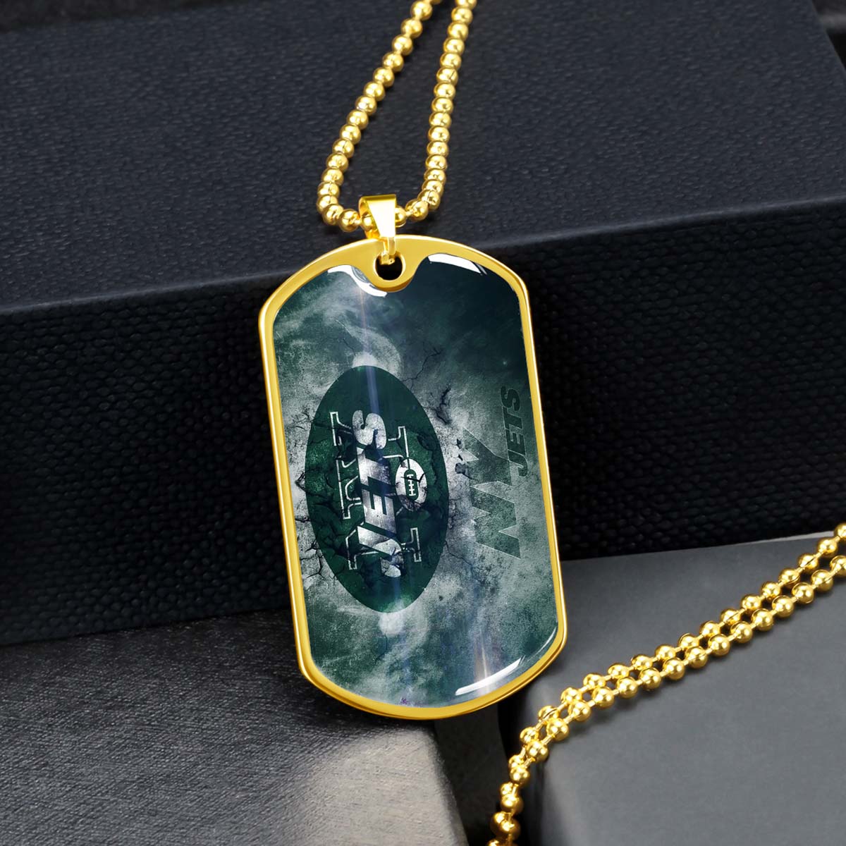 American Football Dog Tag Necklace - AFD073 - New York Jets - NFL Teams - Military Ball Chain