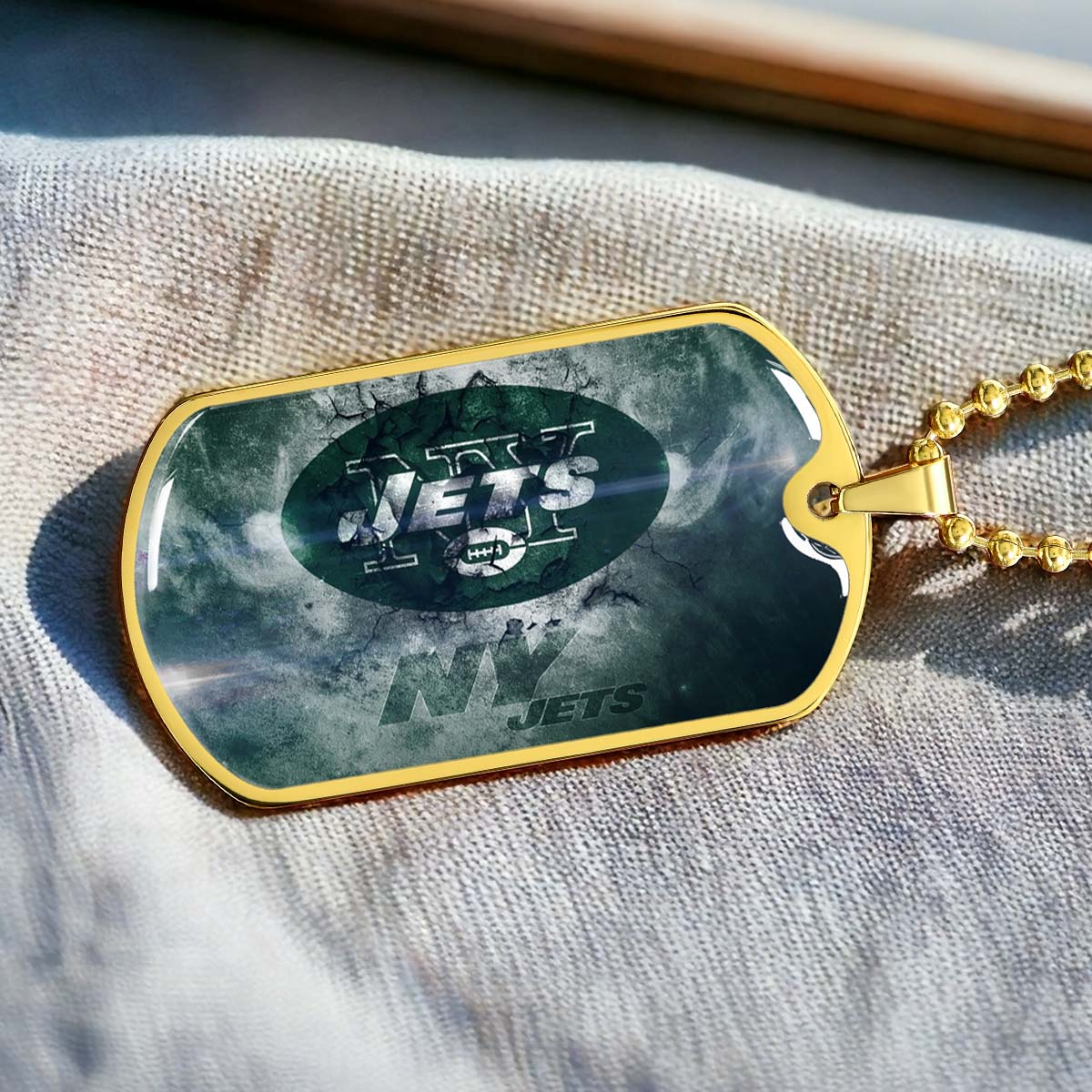 American Football Dog Tag Necklace - AFD073 - New York Jets - NFL Teams - Military Ball Chain