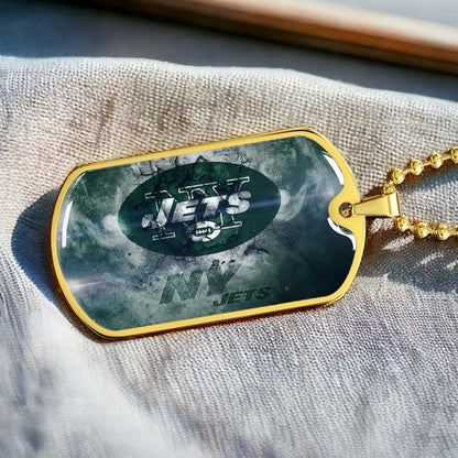 American Football Dog Tag Necklace - AFD073 - New York Jets - NFL Teams - Military Ball Chain
