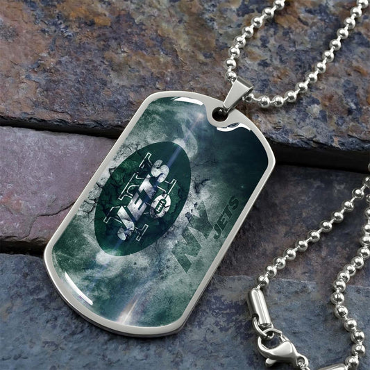 American Football Dog Tag Necklace - AFD073 - New York Jets - NFL Teams - Military Ball Chain