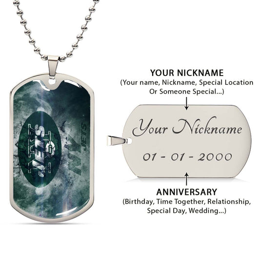 American Football Dog Tag Necklace - AFD073 - New York Jets - NFL Teams - Military Ball Chain