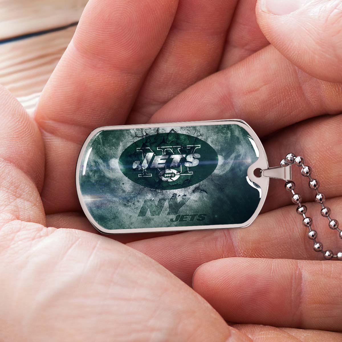 American Football Dog Tag Necklace - AFD073 - New York Jets - NFL Teams - Military Ball Chain