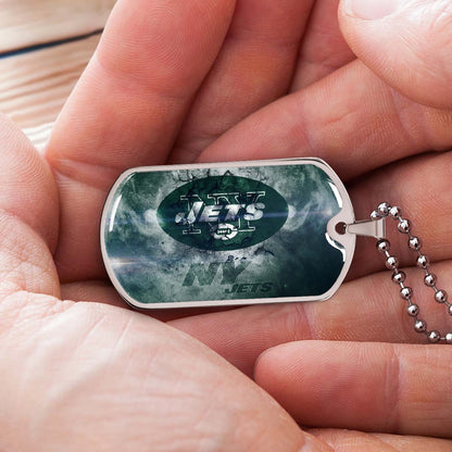 American Football Dog Tag Necklace - AFD073 - New York Jets - NFL Teams - Military Ball Chain