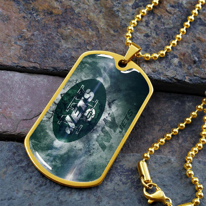 American Football Dog Tag Necklace - AFD073 - New York Jets - NFL Teams - Military Ball Chain