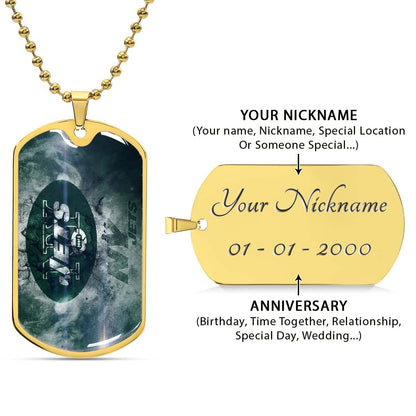 American Football Dog Tag Necklace - AFD073 - New York Jets - NFL Teams - Military Ball Chain