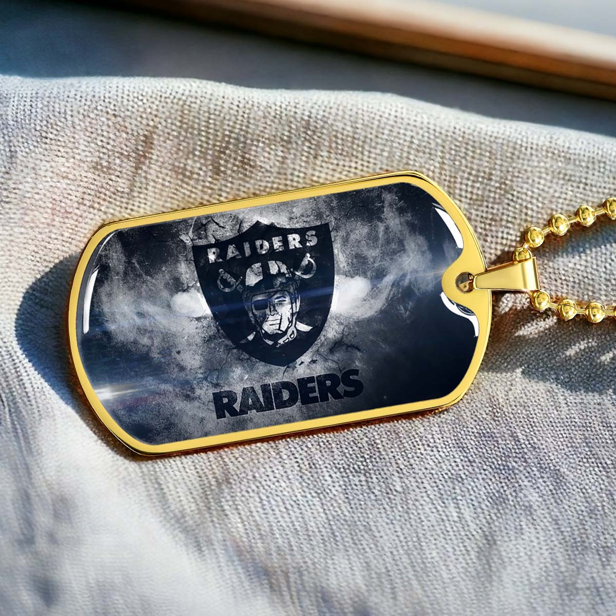 American Football Dog Tag Necklace - AFD074 - Oakland Raiders - NFL Teams - Military Ball Chain