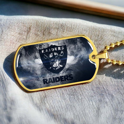 American Football Dog Tag Necklace - AFD074 - Oakland Raiders - NFL Teams - Military Ball Chain