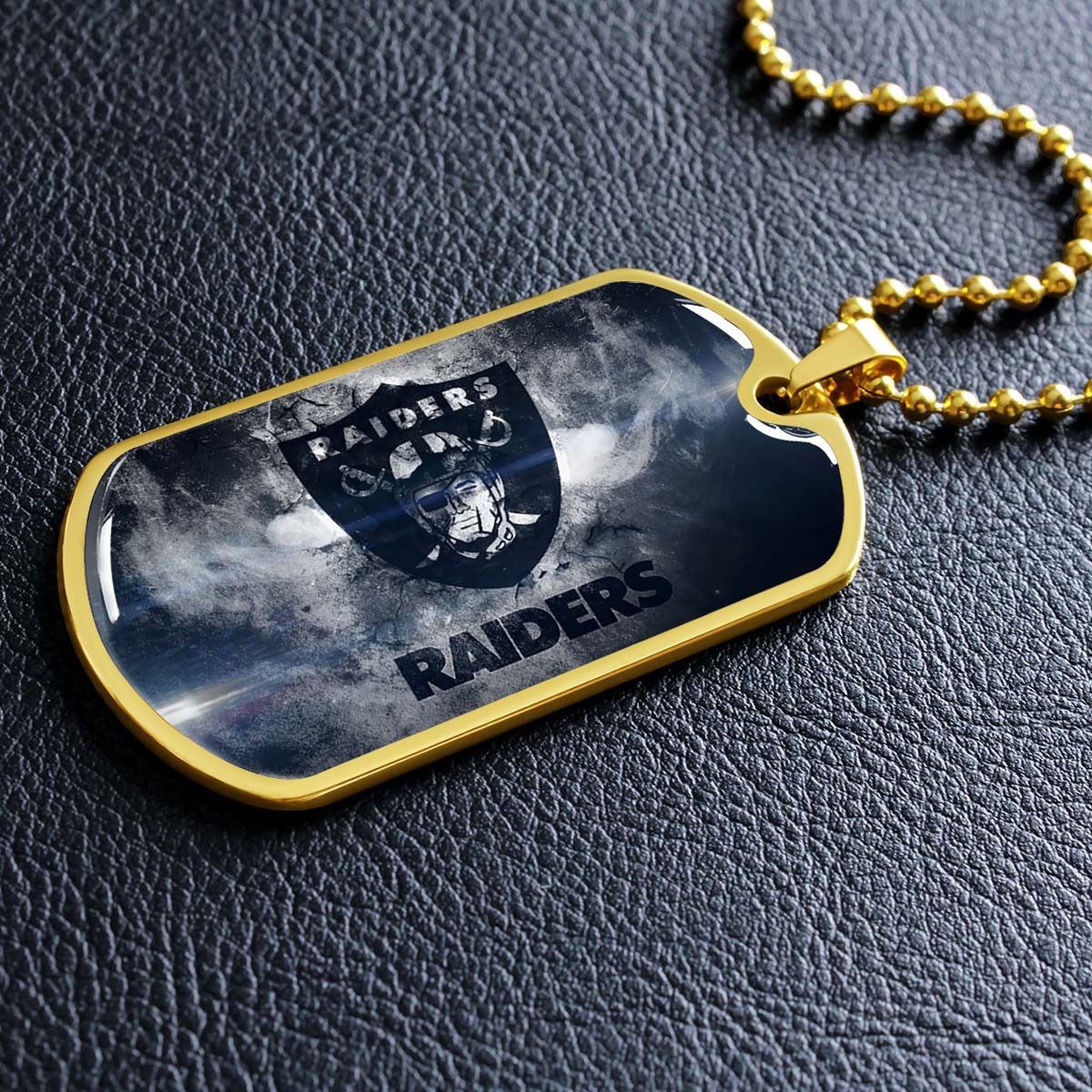 American Football Dog Tag Necklace - AFD074 - Oakland Raiders - NFL Teams - Military Ball Chain