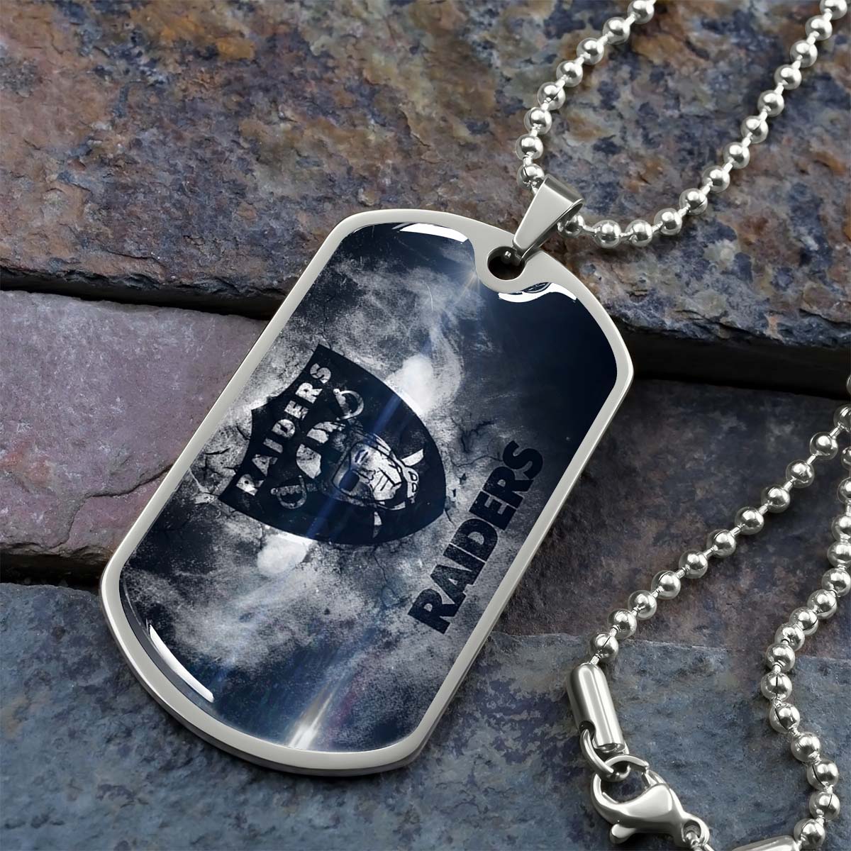 American Football Dog Tag Necklace - AFD074 - Oakland Raiders - NFL Teams - Military Ball Chain