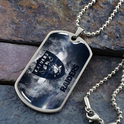 American Football Dog Tag Necklace - AFD074 - Oakland Raiders - NFL Teams - Military Ball Chain