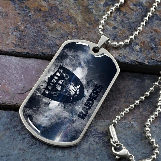 American Football Dog Tag Necklace - AFD074 - Oakland Raiders - NFL Teams - Military Ball Chain