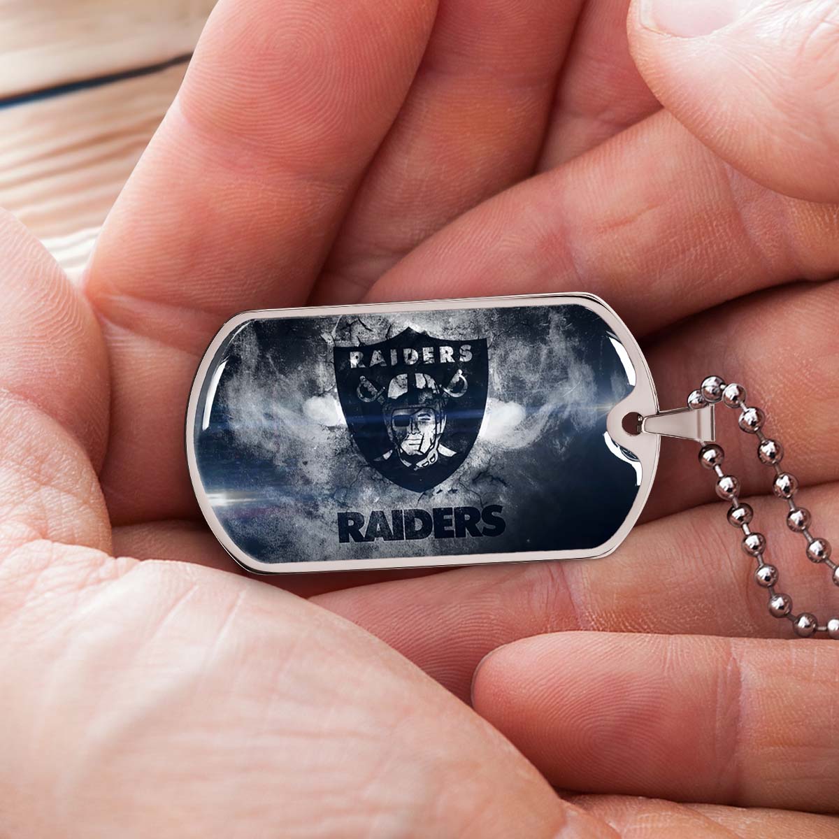 American Football Dog Tag Necklace - AFD074 - Oakland Raiders - NFL Teams - Military Ball Chain
