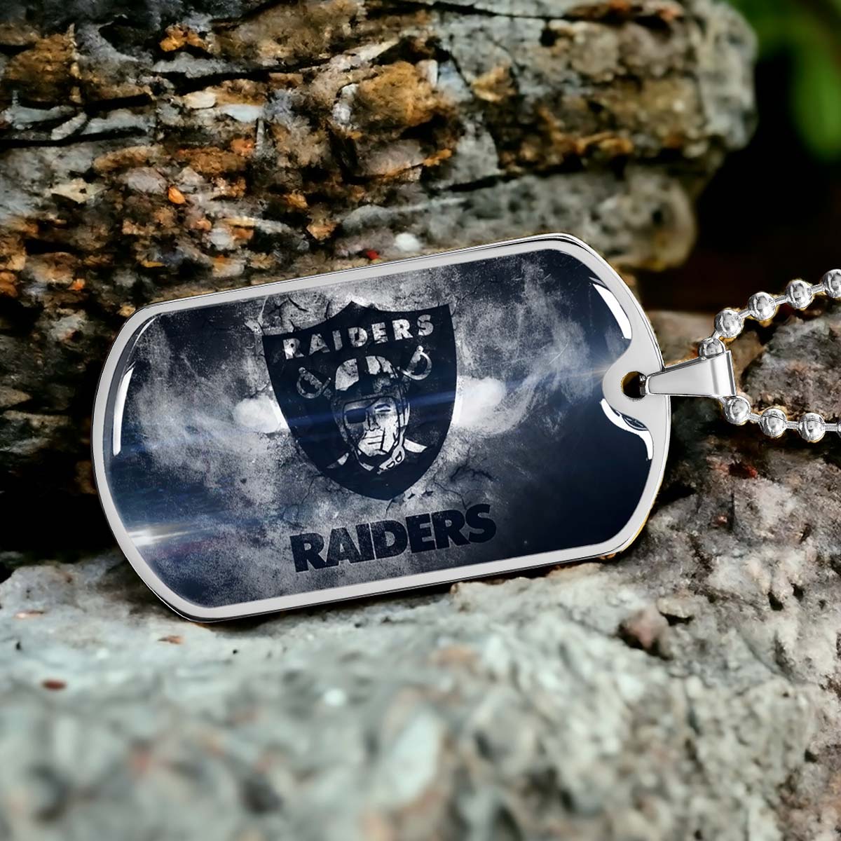 American Football Dog Tag Necklace - AFD074 - Oakland Raiders - NFL Teams - Military Ball Chain
