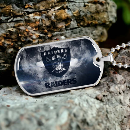 American Football Dog Tag Necklace - AFD074 - Oakland Raiders - NFL Teams - Military Ball Chain