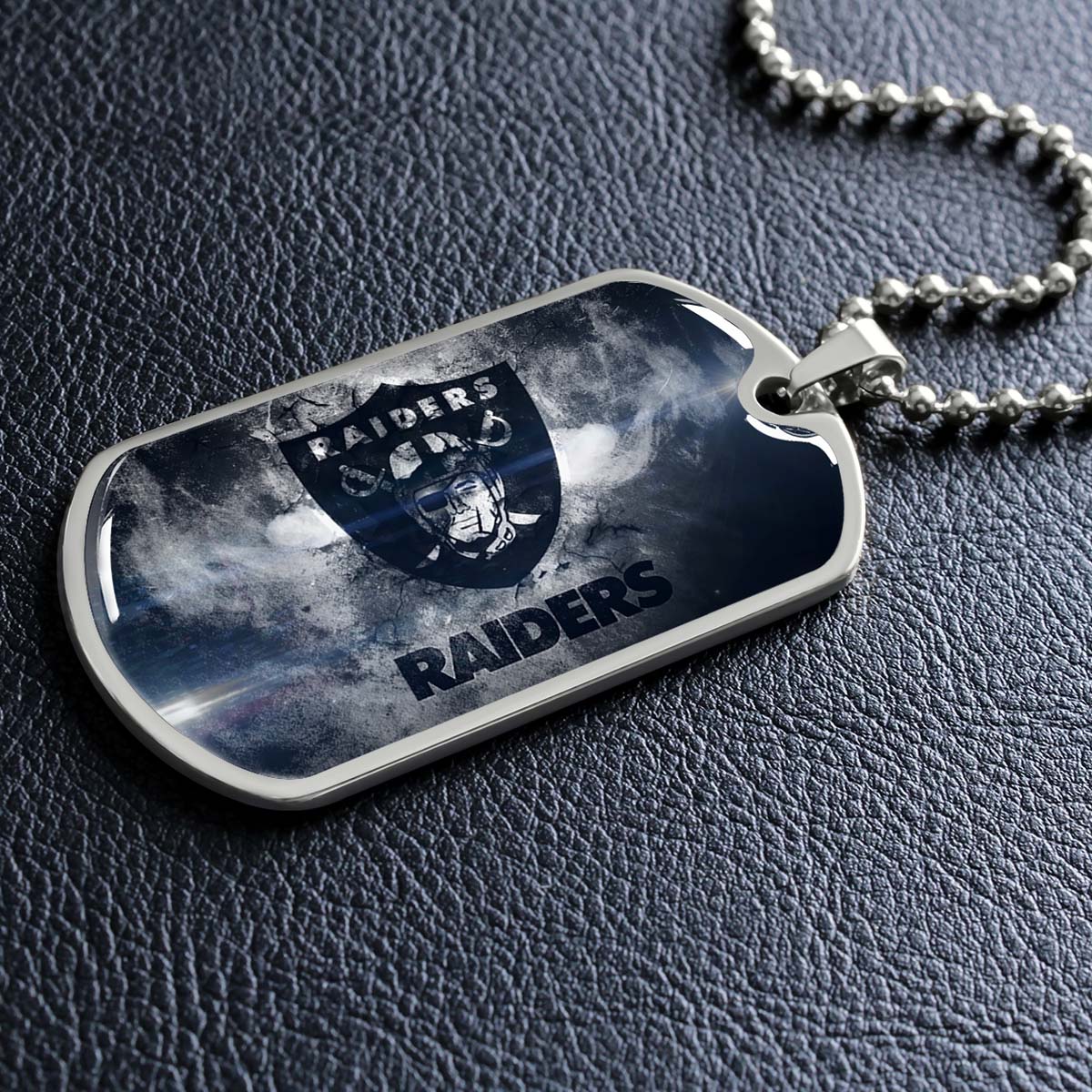 American Football Dog Tag Necklace - AFD074 - Oakland Raiders - NFL Teams - Military Ball Chain