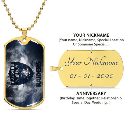 American Football Dog Tag Necklace - AFD074 - Oakland Raiders - NFL Teams - Military Ball Chain