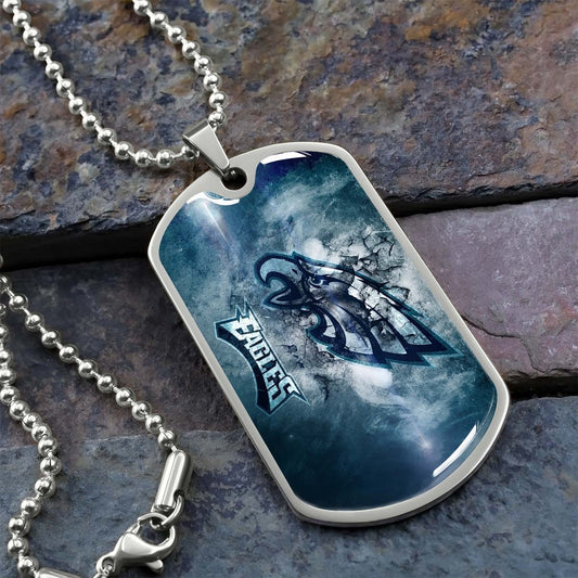 American Football Dog Tag Necklace - AFD075 - Philadelphia Eagles - NFL Teams - Military Ball Chain