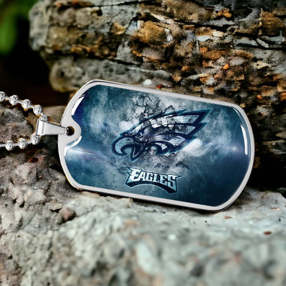 American Football Dog Tag Necklace - AFD075 - Philadelphia Eagles - NFL Teams - Military Ball Chain