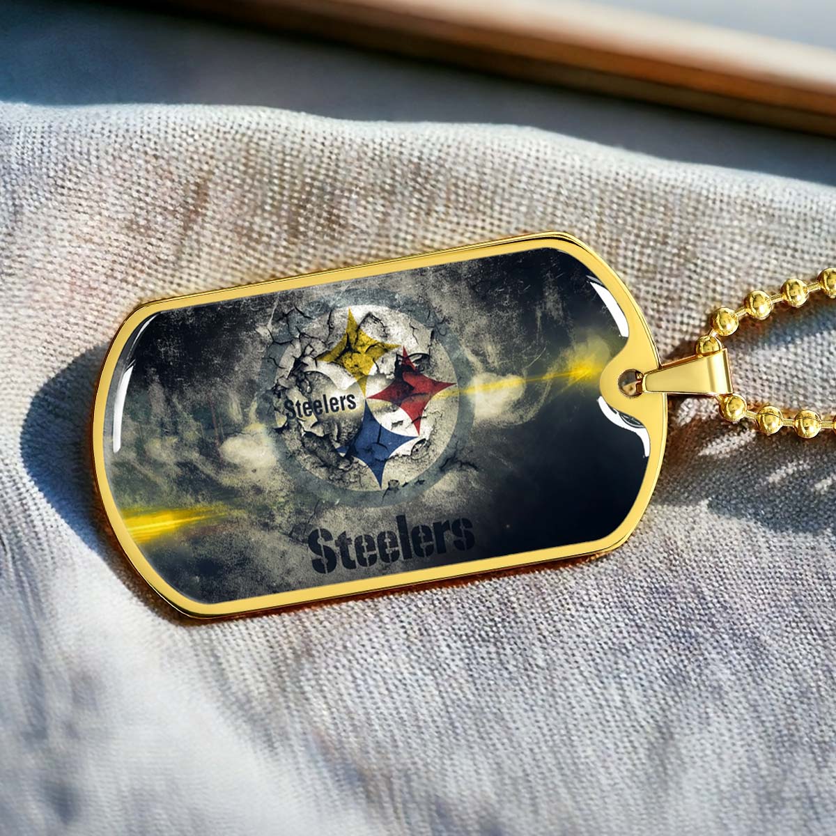 American Football Dog Tag Necklace - AFD076 - Pittsburgh Steelers - NFL Teams - Military Ball Chain