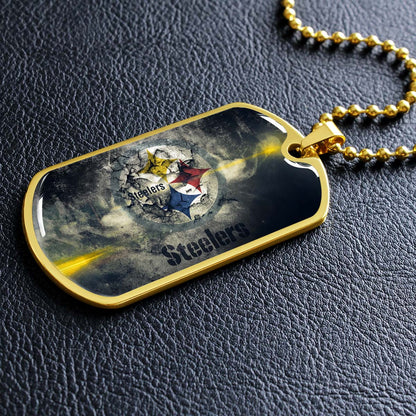 American Football Dog Tag Necklace - AFD076 - Pittsburgh Steelers - NFL Teams - Military Ball Chain