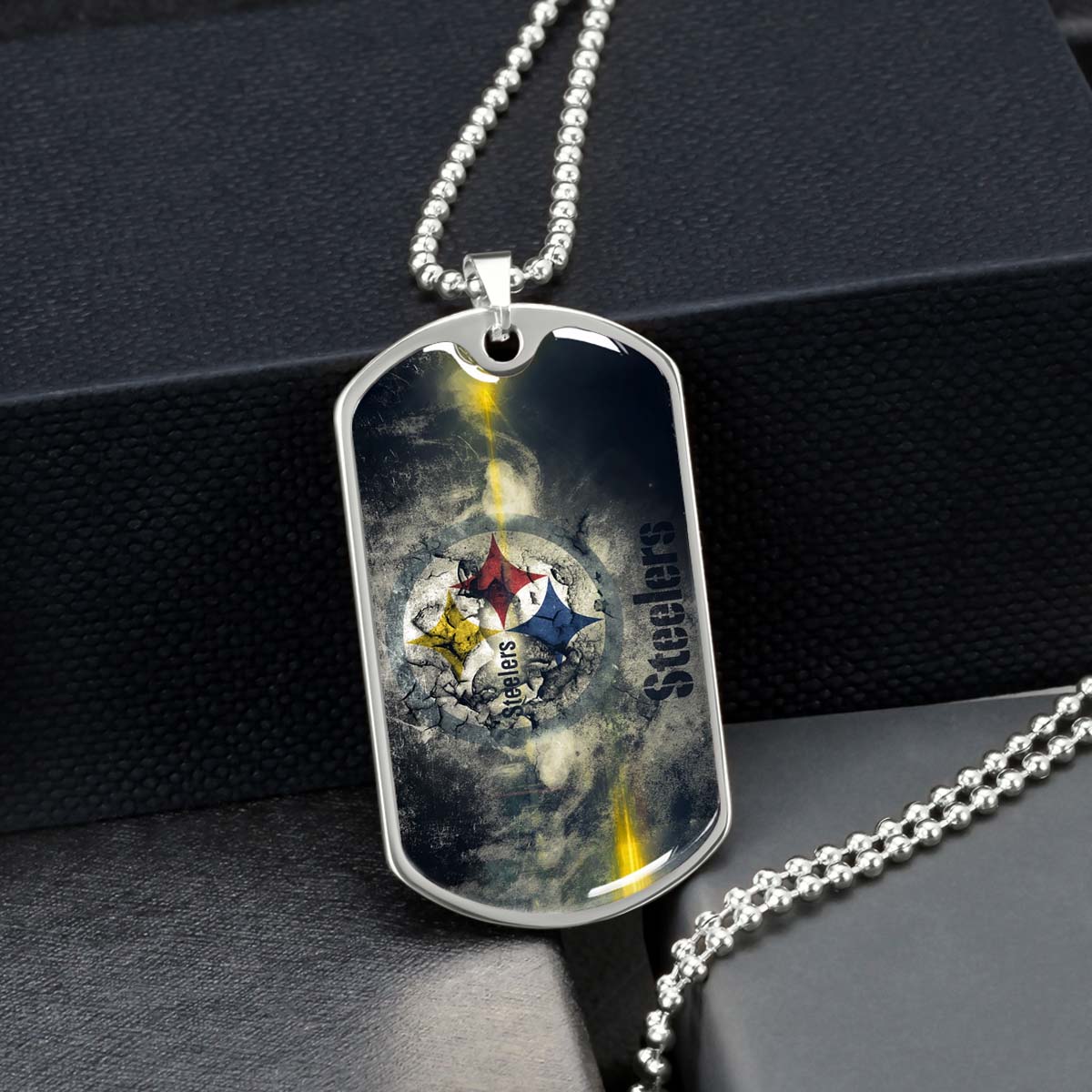 American Football Dog Tag Necklace - AFD076 - Pittsburgh Steelers - NFL Teams - Military Ball Chain