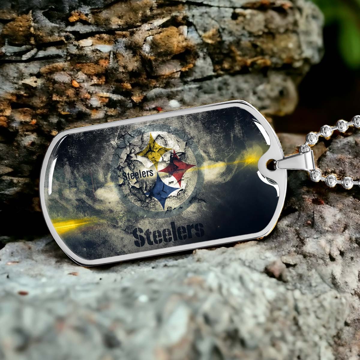 American Football Dog Tag Necklace - AFD076 - Pittsburgh Steelers - NFL Teams - Military Ball Chain