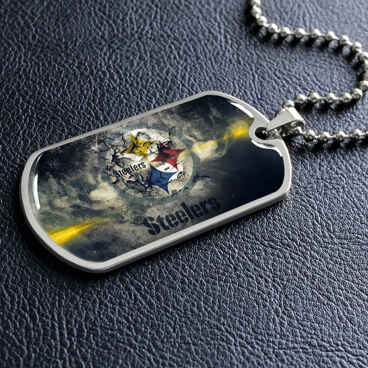 American Football Dog Tag Necklace - AFD076 - Pittsburgh Steelers - NFL Teams - Military Ball Chain