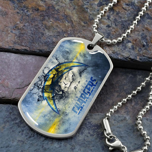 American Football Dog Tag Necklace - AFD077 - San Diego Chargers - NFL Teams - Military Ball Chain