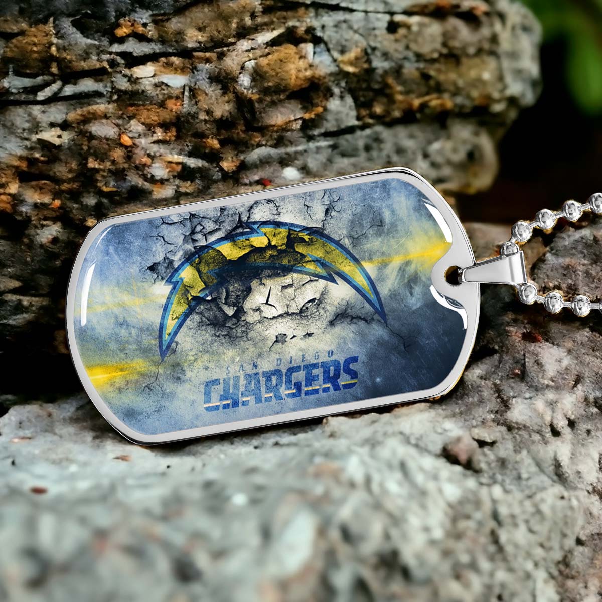 American Football Dog Tag Necklace - AFD077 - San Diego Chargers - NFL Teams - Military Ball Chain