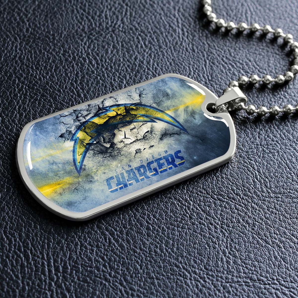 American Football Dog Tag Necklace - AFD077 - San Diego Chargers - NFL Teams - Military Ball Chain
