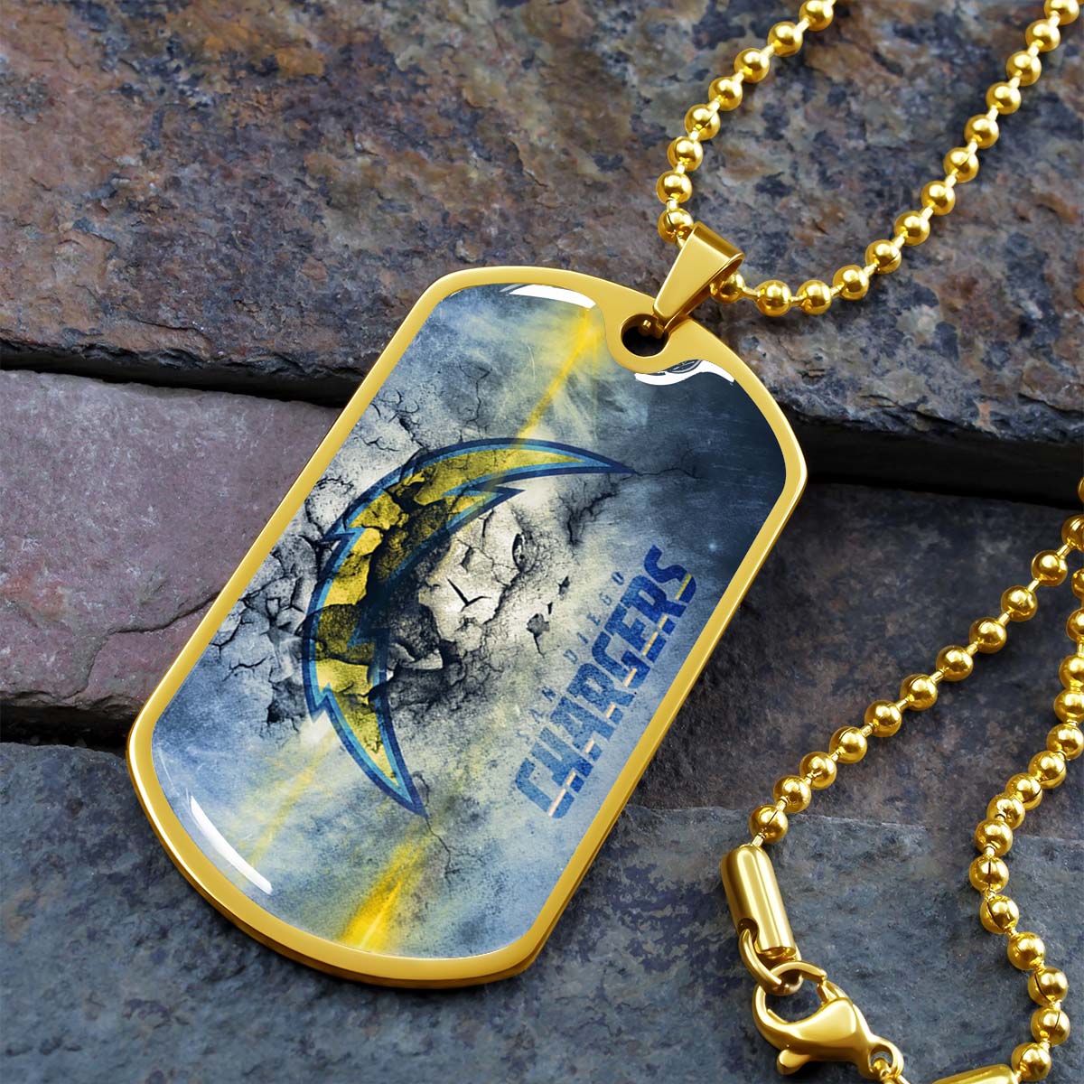American Football Dog Tag Necklace - AFD077 - San Diego Chargers - NFL Teams - Military Ball Chain