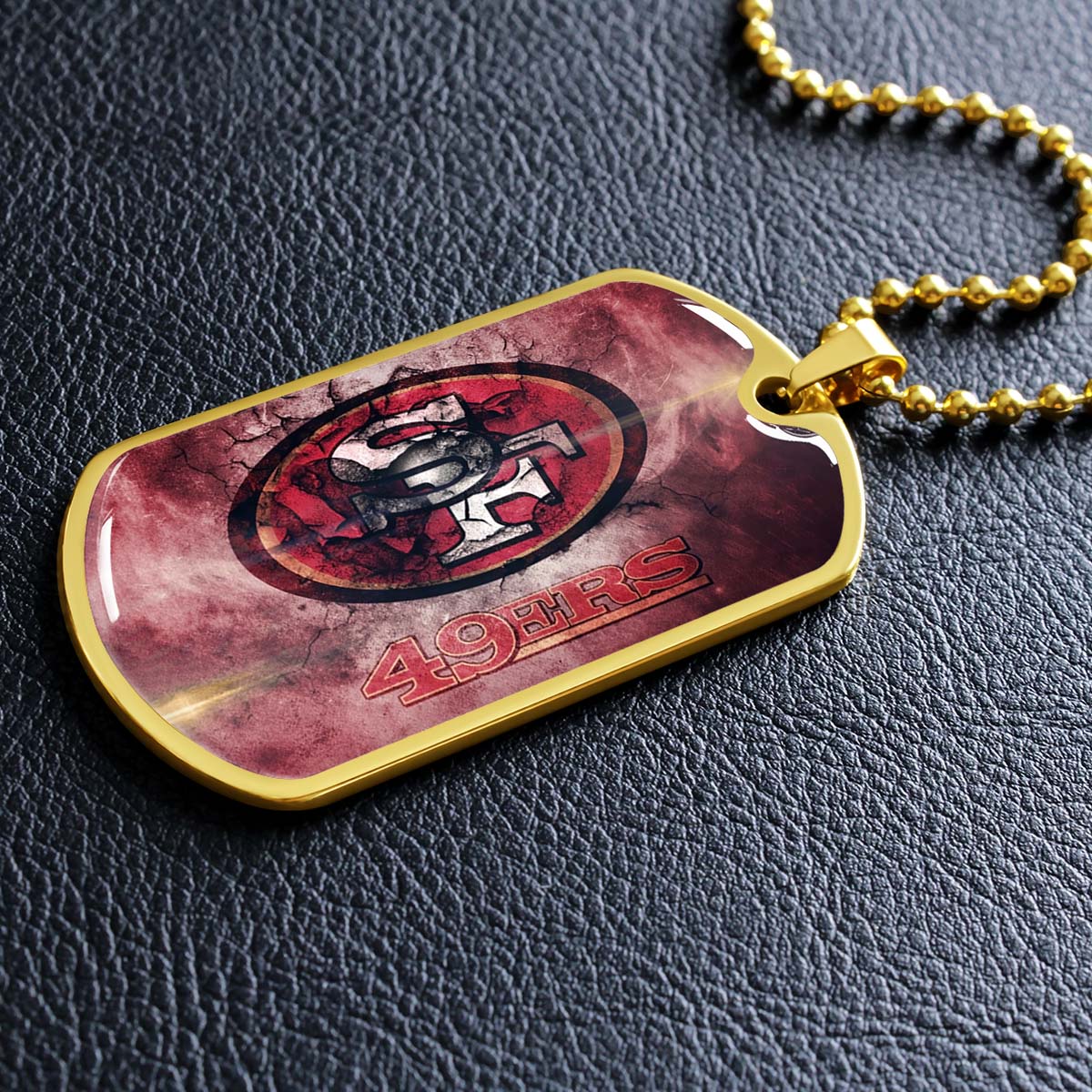 American Football Dog Tag Necklace - AFD078 - San Francisco 49ers - NFL Teams - Military Ball Chain