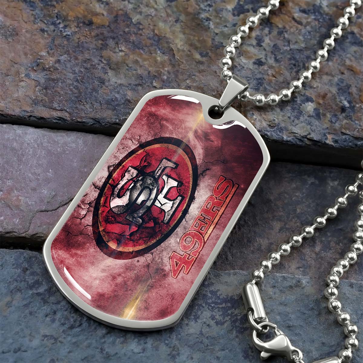 American Football Dog Tag Necklace - AFD078 - San Francisco 49ers - NFL Teams - Military Ball Chain