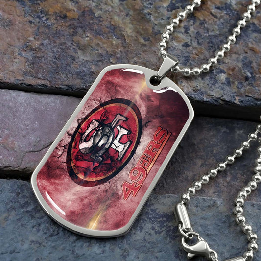 American Football Dog Tag Necklace - AFD078 - San Francisco 49ers - NFL Teams - Military Ball Chain
