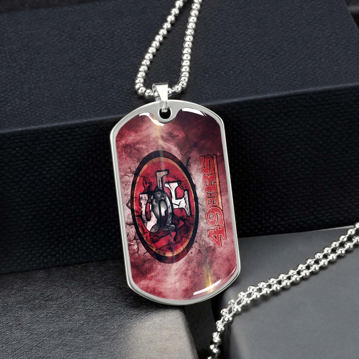 American Football Dog Tag Necklace - AFD078 - San Francisco 49ers - NFL Teams - Military Ball Chain