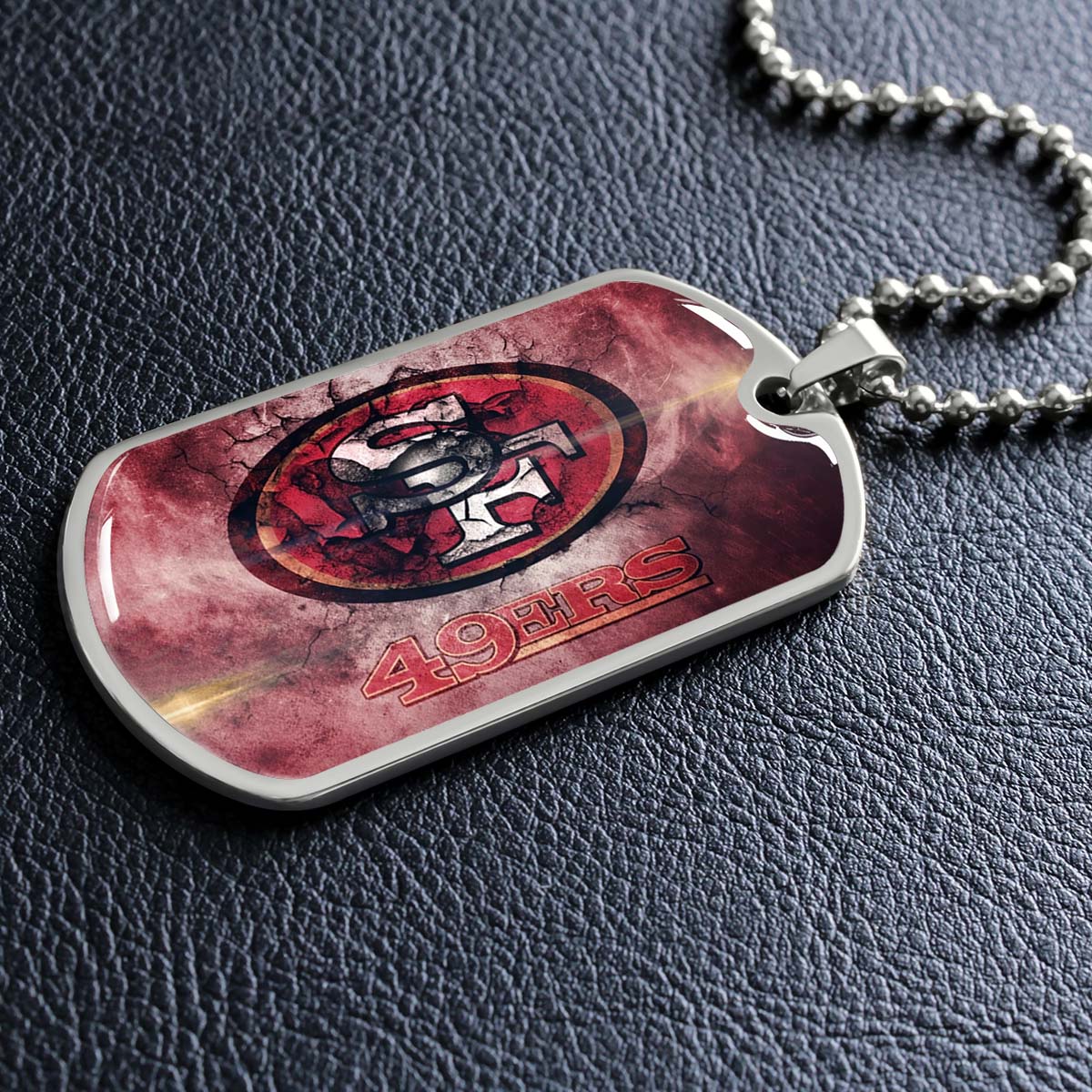 American Football Dog Tag Necklace - AFD078 - San Francisco 49ers - NFL Teams - Military Ball Chain